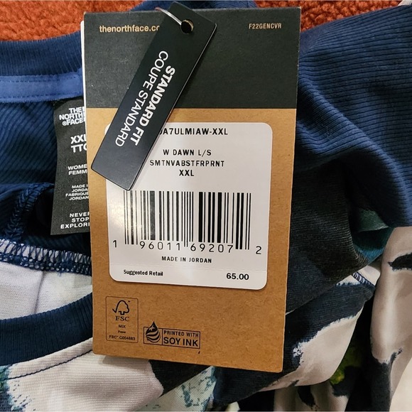 The North Face Dawndream‎ Long Sleeve Shirt Blue Floral Print Plus Sz 2XL New - Picture 9 of 9